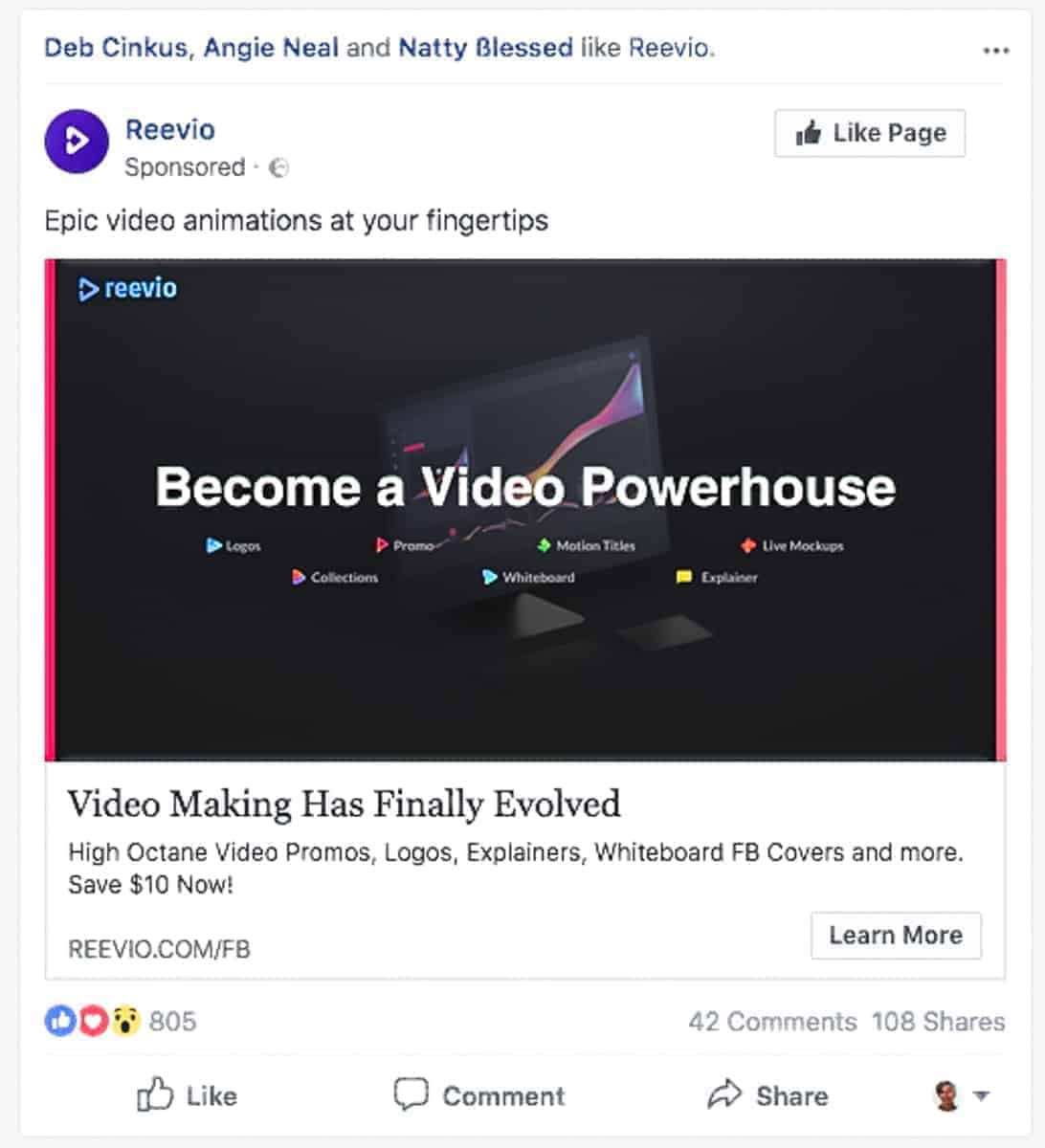 A sponsored Facebook post with information placed in clearly delineated areas, exemplifying the Gestalt principle of Common Region. The application of simple principles of Gestalt psychology for web design can greatly enhance the user experience and interface of the websites we design.