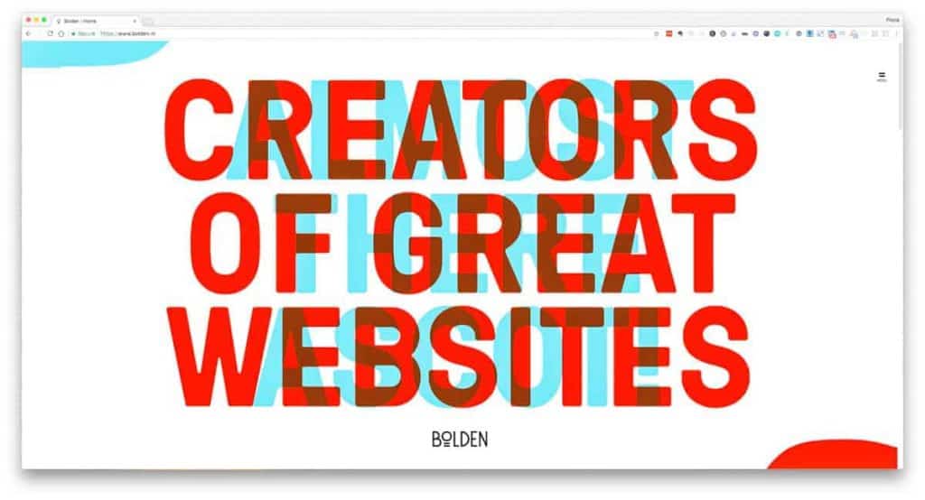 Page from the website of the design agency Bolden, exemplifying the Gestalt principle of Multistability.